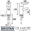 Bristan Prism Basin Mixer without Waste Dimensions